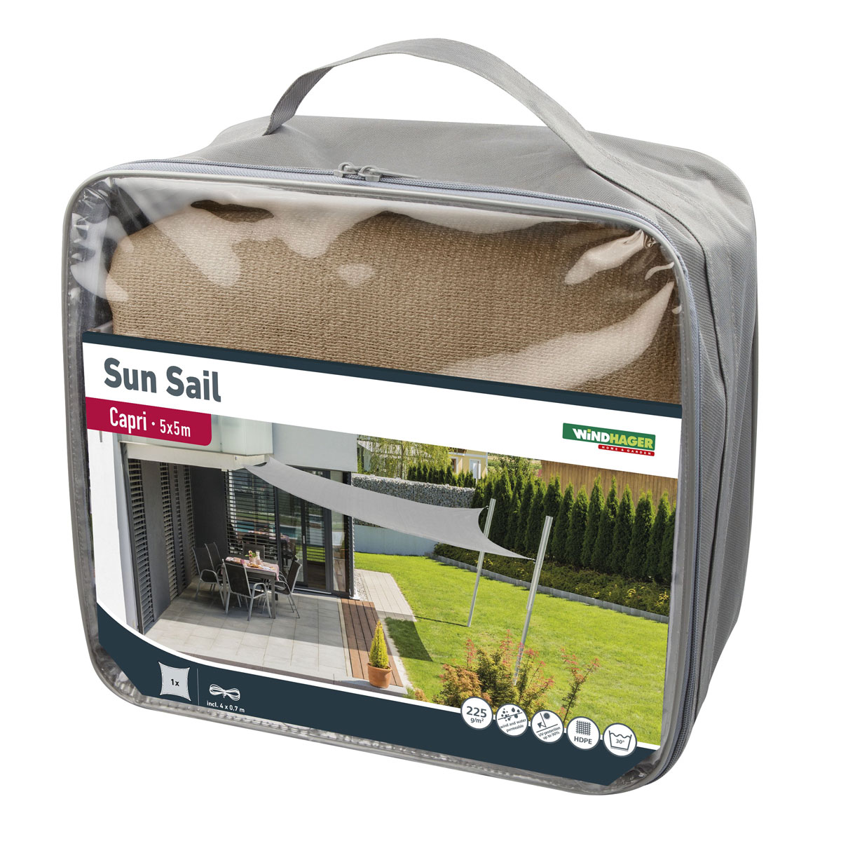 Viereck-Segel Capri 5 x 5 m reed Bild 4