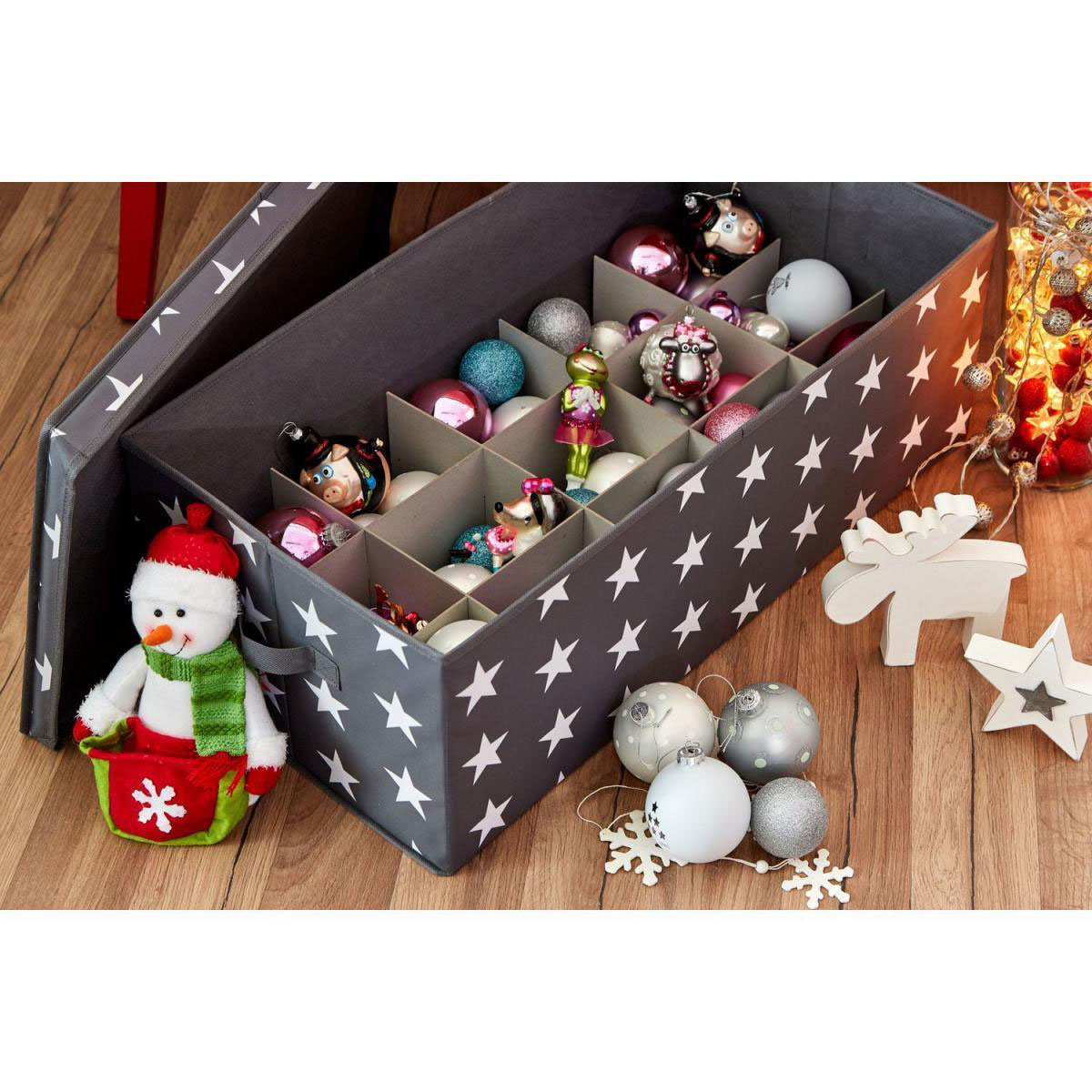 Aufbewahrungsbox für z.B Weihnachtskugeln weiß 30 Fächer Bild 3