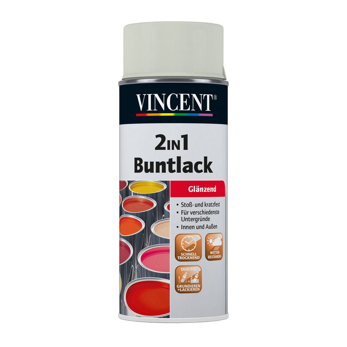Vincent 2in1 Buntlack Spray Lichtgrau glänzend 400 ml