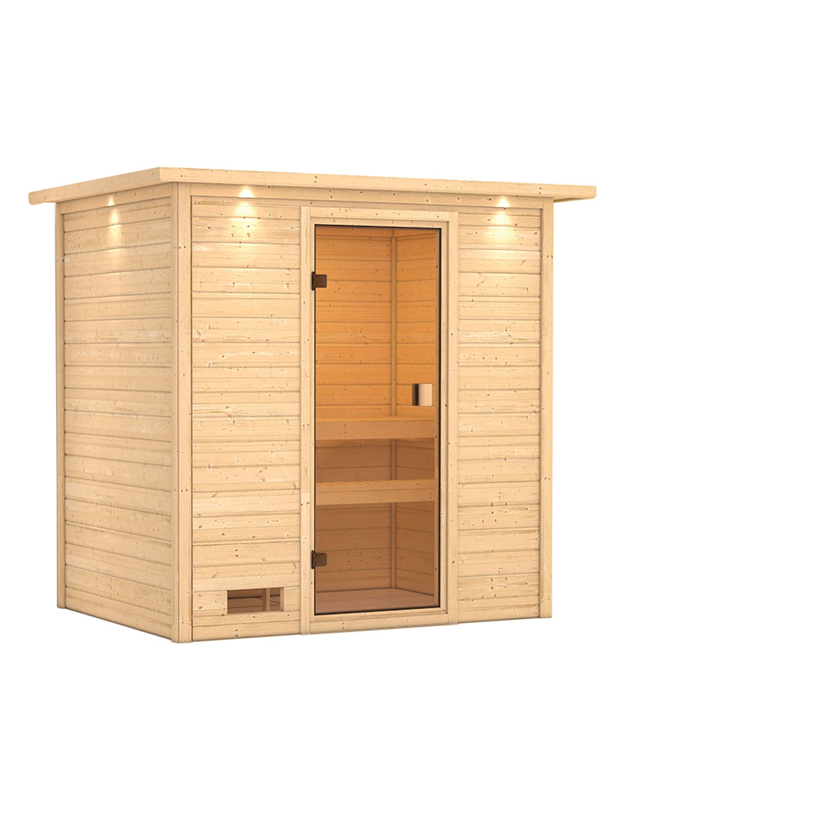 Karibu Sauna Selena 3,6 kW mit Kranz naturbelassen ohne Ofen Bild 2