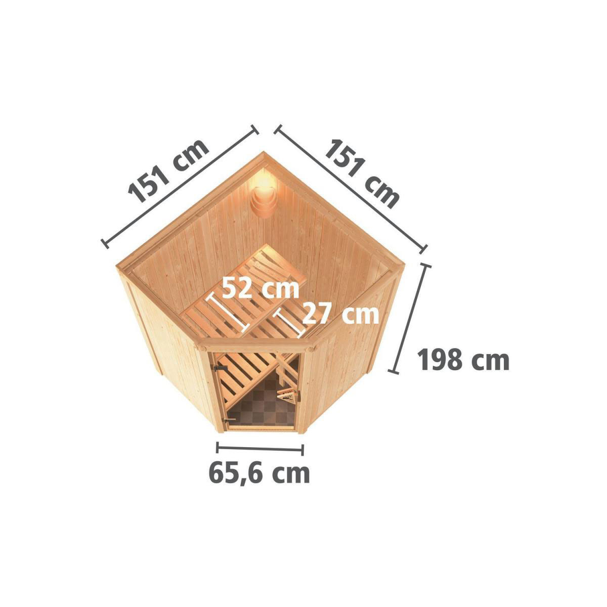 Karibu Sauna Nanja Eckeinstieg ohne Ofen kein Kranz Energiespartür Bild 10