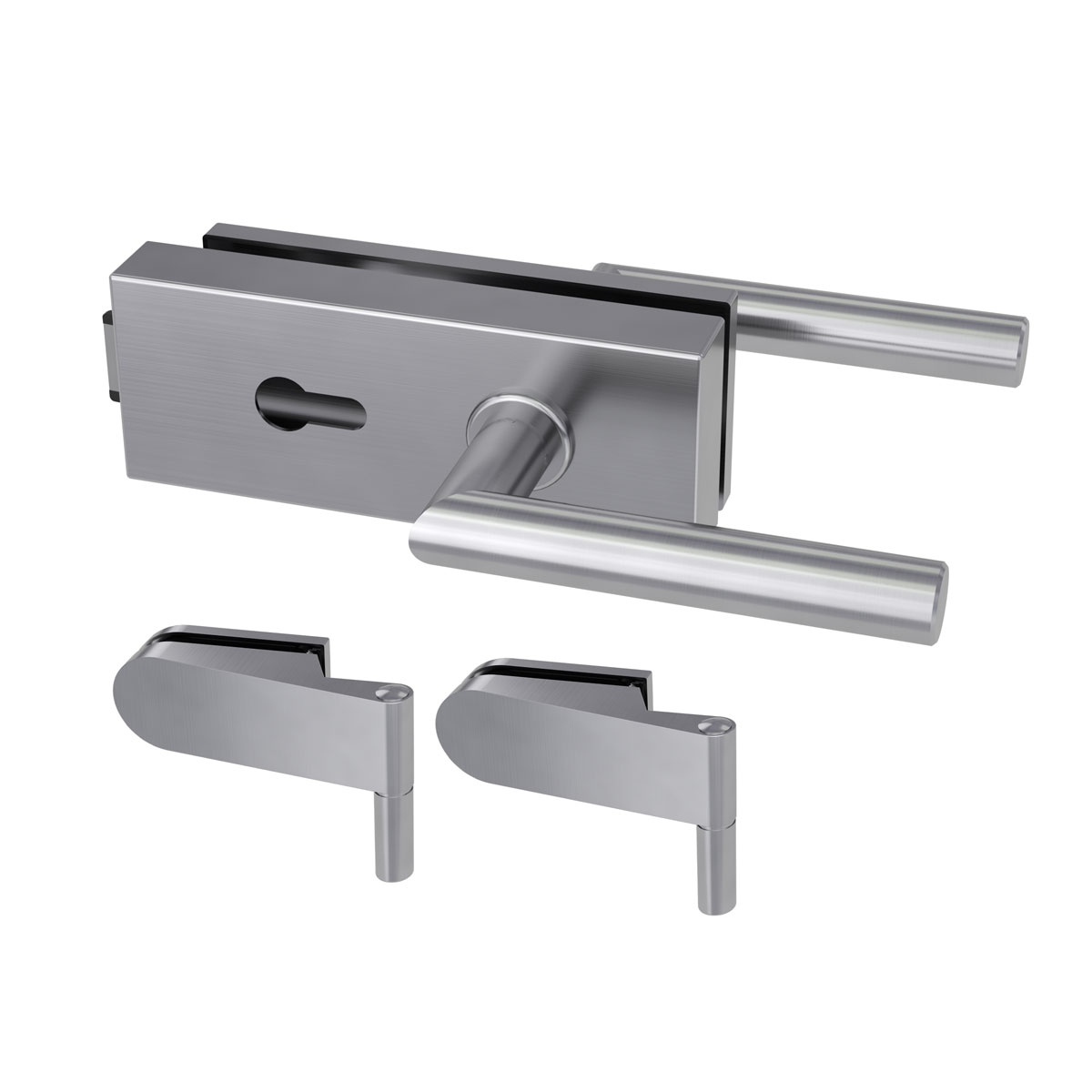 Durabil Glastürbeschlagset STYLE Profilzylinder 2- teilig Bänder Edelstahl-Optik matt