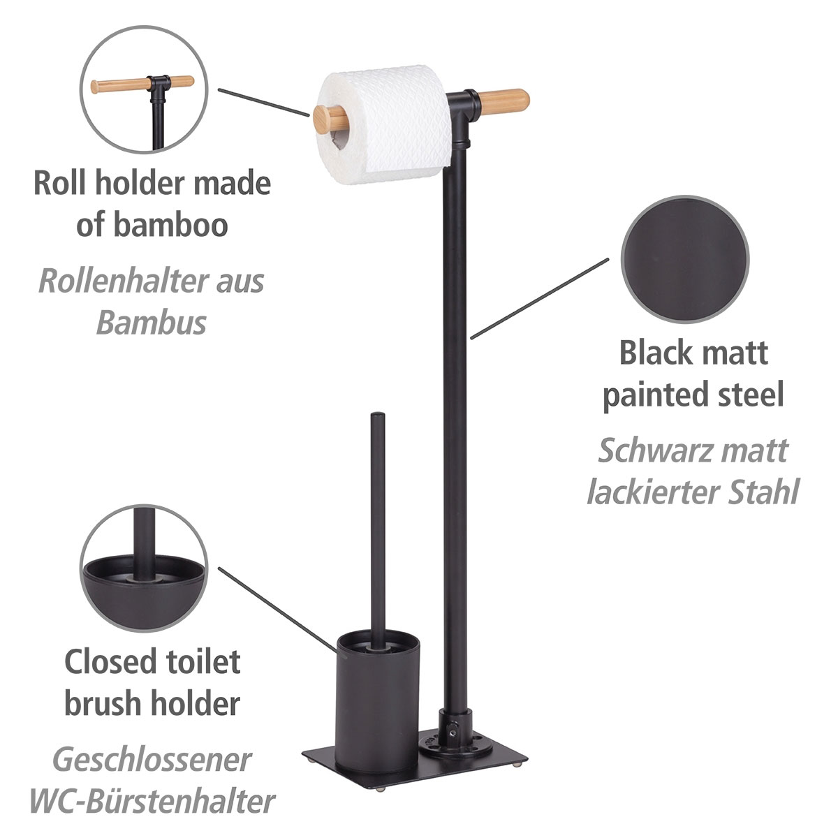 Wenko  Stand WC-Garnitur Forli inkl Rollenhalter und WC-Bürste Bild 2
