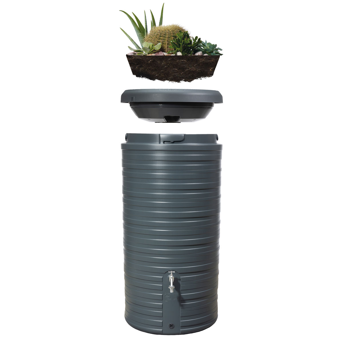 Garantia  Regentonne Nordic 2in1 300 Liter graphite grey inkl. Pflanzschale Bild 2