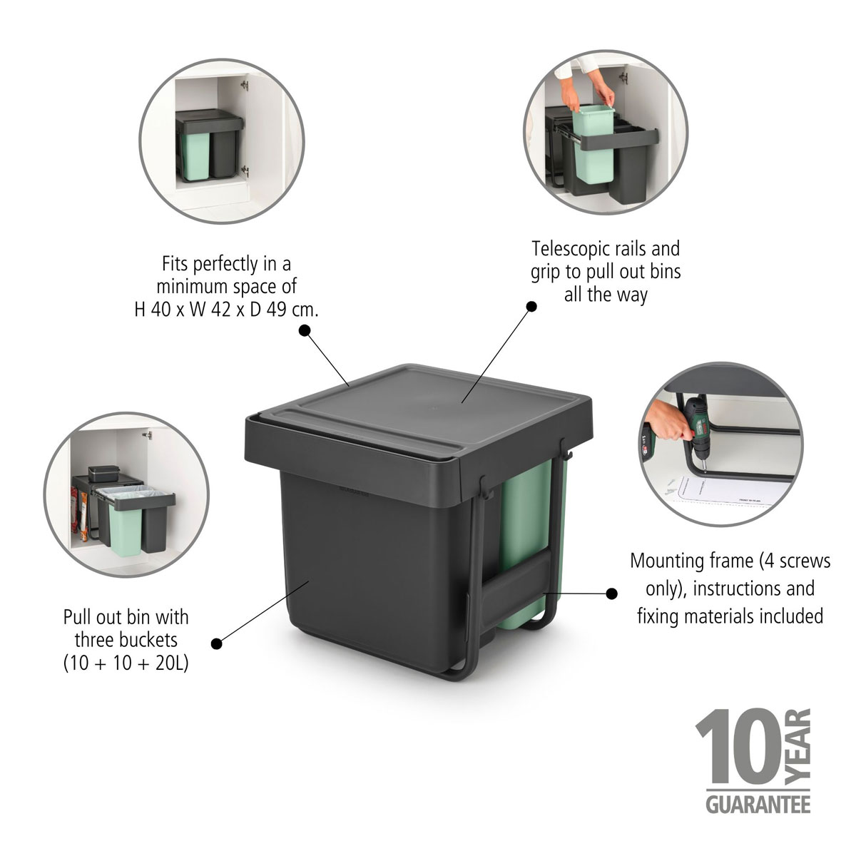 Einbaumülleimer Sort & Go 10+10+20L Bild 7