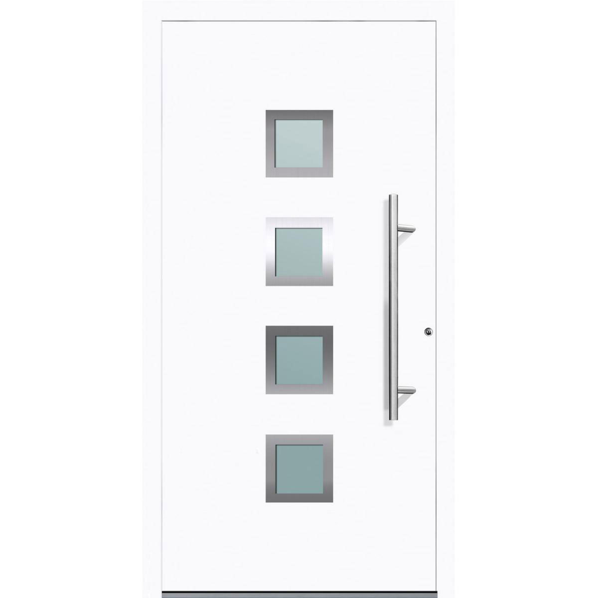 Aluminium Sicherheits-Haustür Mailand Exklusiv 75 mm weiß 110 x 210 cm Anschlag rechts inkl Griffset