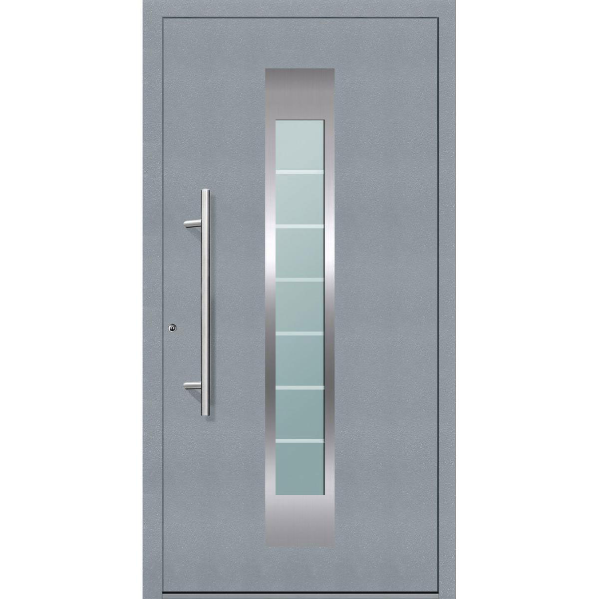Aluminium Sicherheits-Haustür Florenz Exklusiv 75 mm grau 100 x 210 cm Anschlag links inkl Griffset