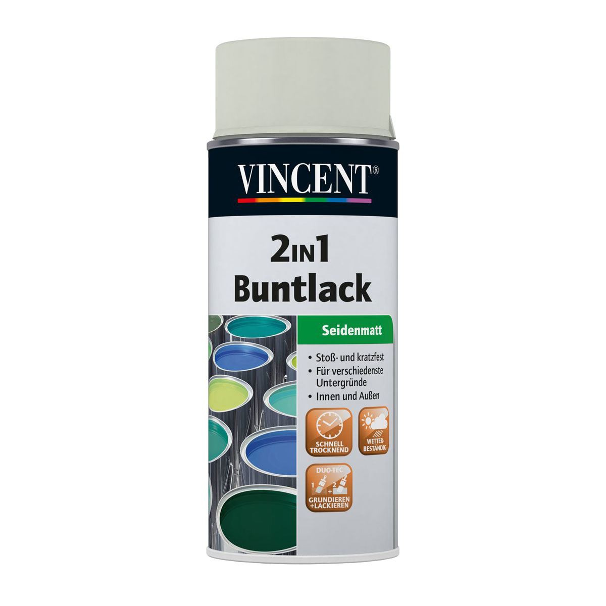 Vincent 2in1 Buntlack Spray Lichtgrau seidenmatt 400 ml