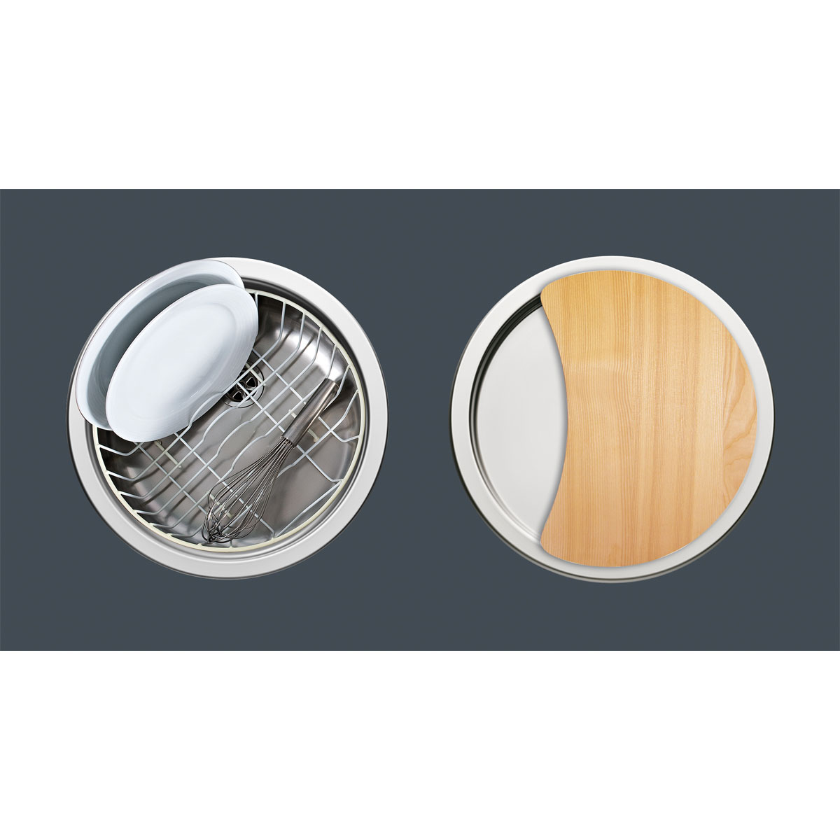 Pyramis  Edelstahl-Einbauspüle Rundbeckenset CR und CT Bild 2