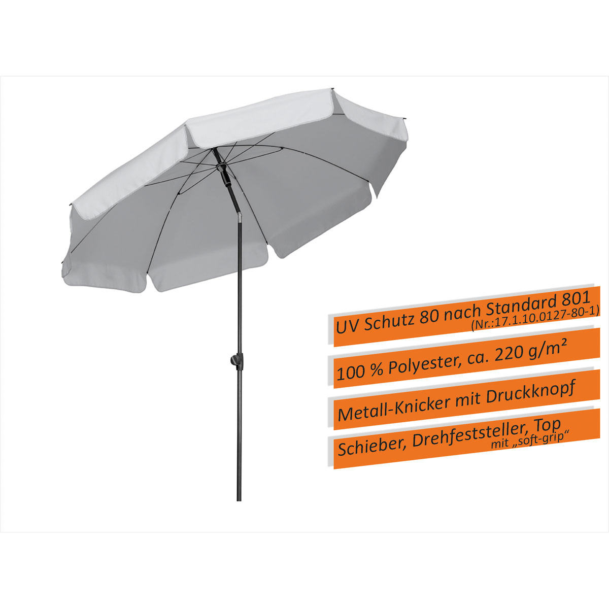 Schneider Schirme Sonnenschirm Aquila Durchmesser 200 cm silbergrau Bild 7