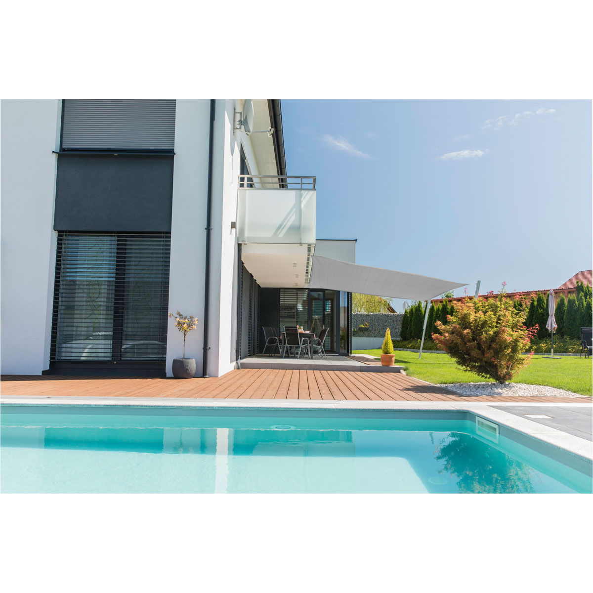 Viereck-Segel Capri 4 x 4 m grau Bild 4