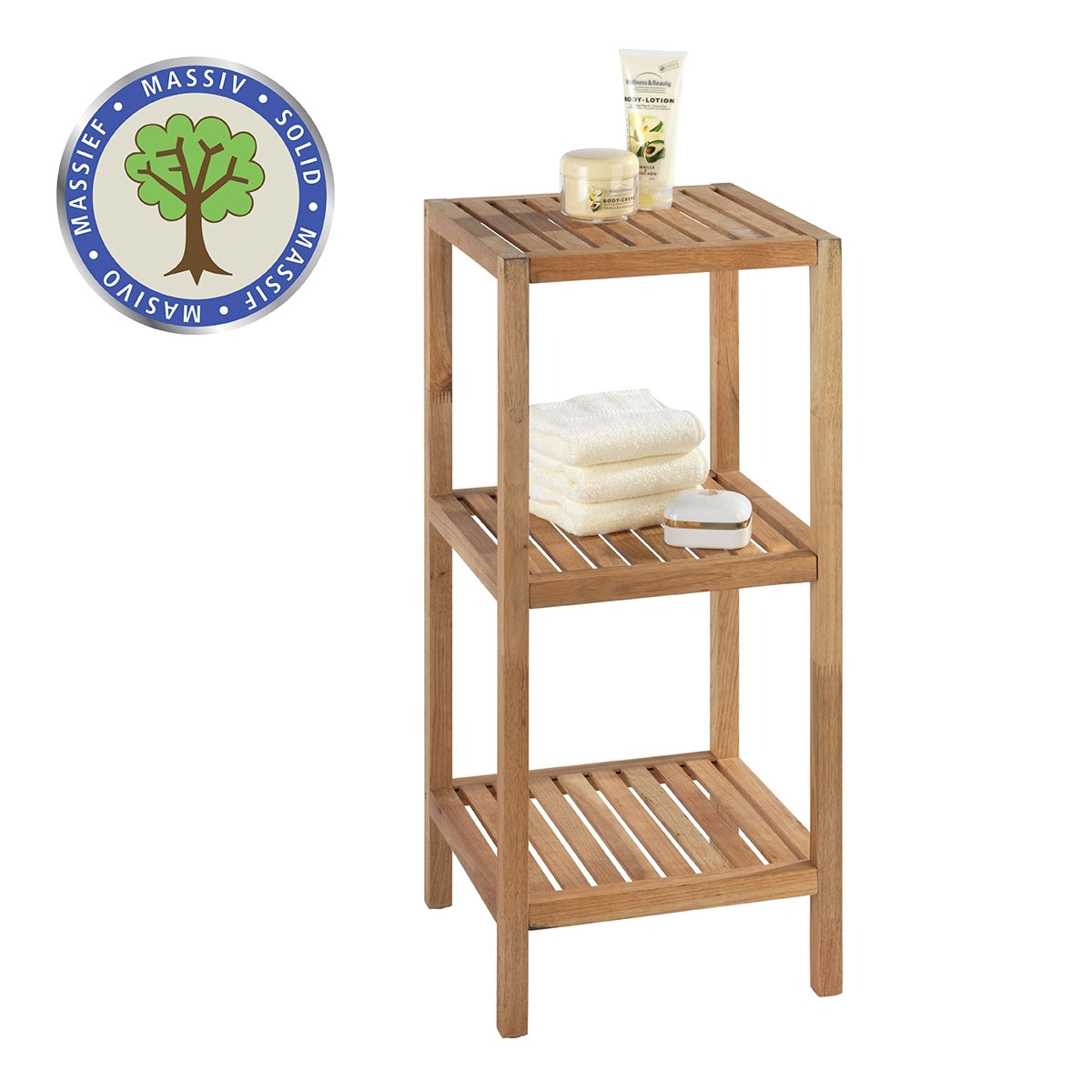 Wenko  Regal Norway mit 3 Böden Walnussholz massives Walnussholz Bild 1