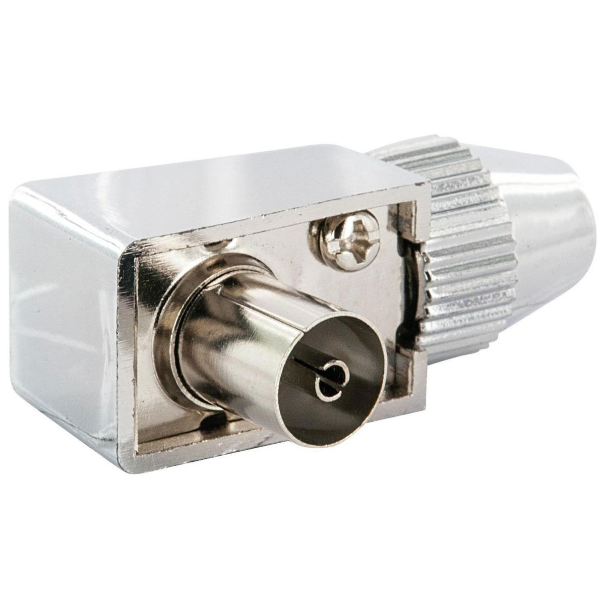 Schwaiger IEC-Koax-Winkelbuchse schraubbar verchromt Bild 1