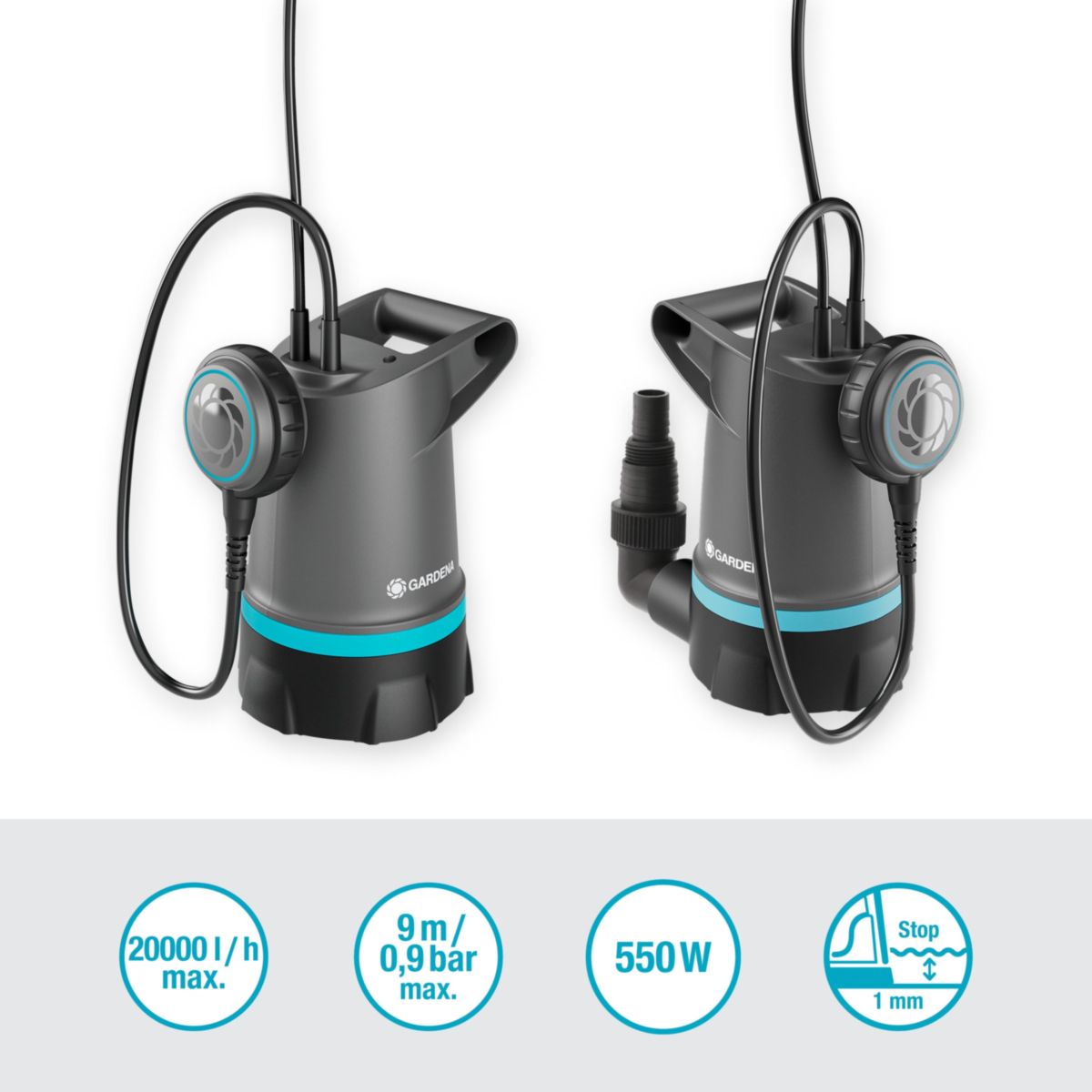 Gardena Klarwasser-Tauchpumpe 20000 BASIC 20.000 l/h mit Schwimmschalter Bild 2