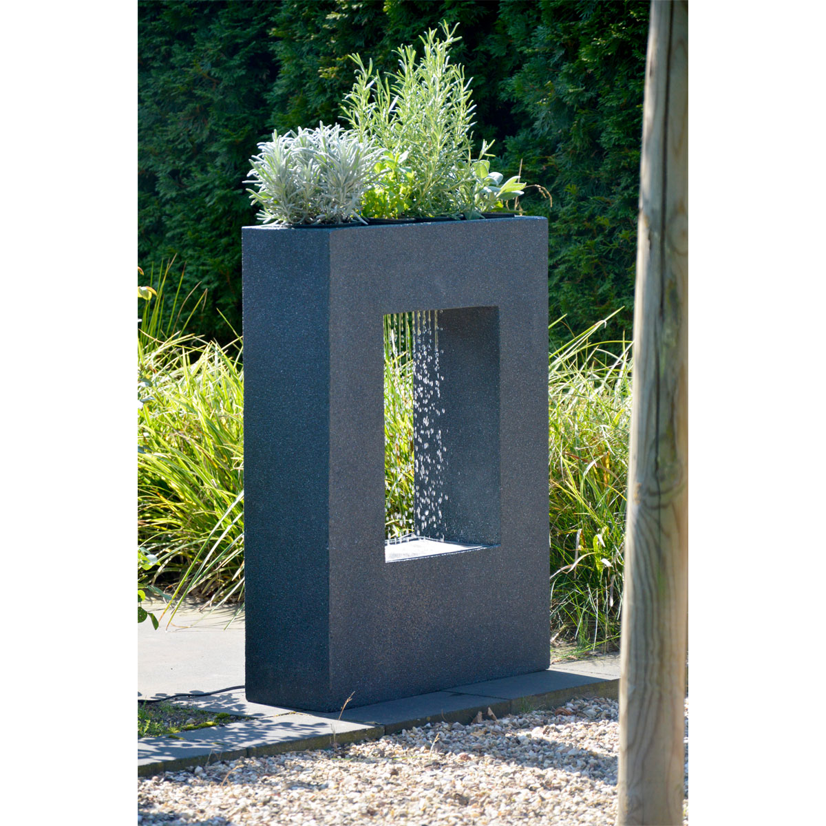 dobar XL Design-Gartenbrunnen mit Pflanzkasten 76 x 54,5 x 19 cm dunkelgrau Bild 2