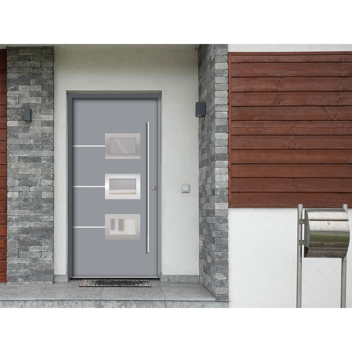 SplenDoor  Premium-Haustür Passivedoor Bergen RC2 energiesparend einbruchsicher grau 110 x 210 cm rechts Bild 2