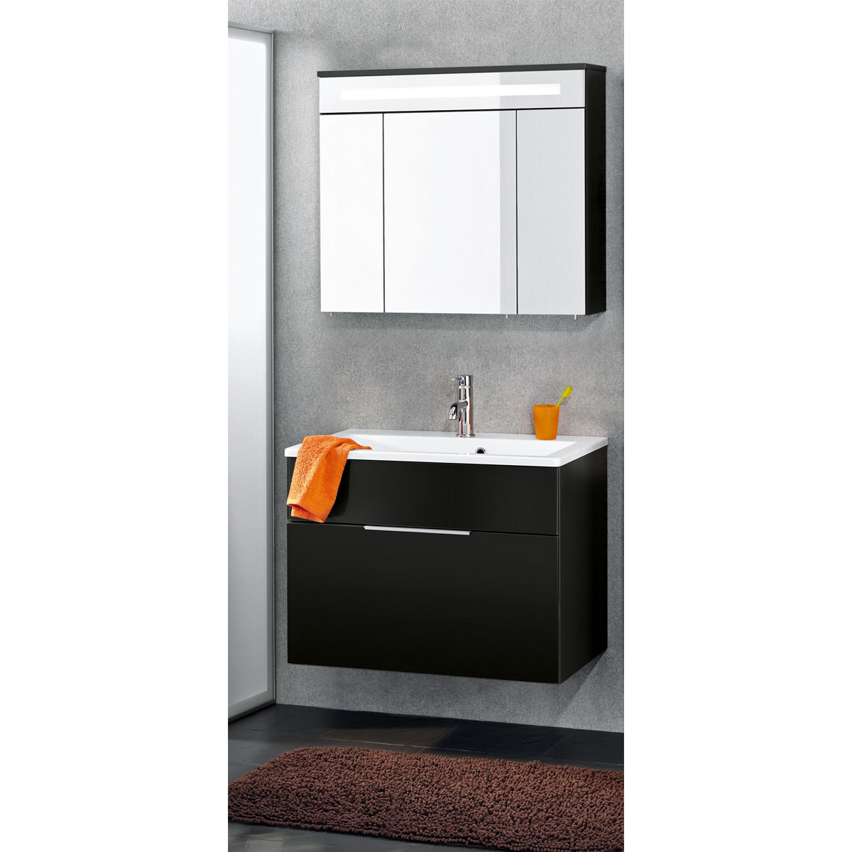 Fackelmann Waschtischunterschrank Kara anthrazit 80 x 59 x 49 cm