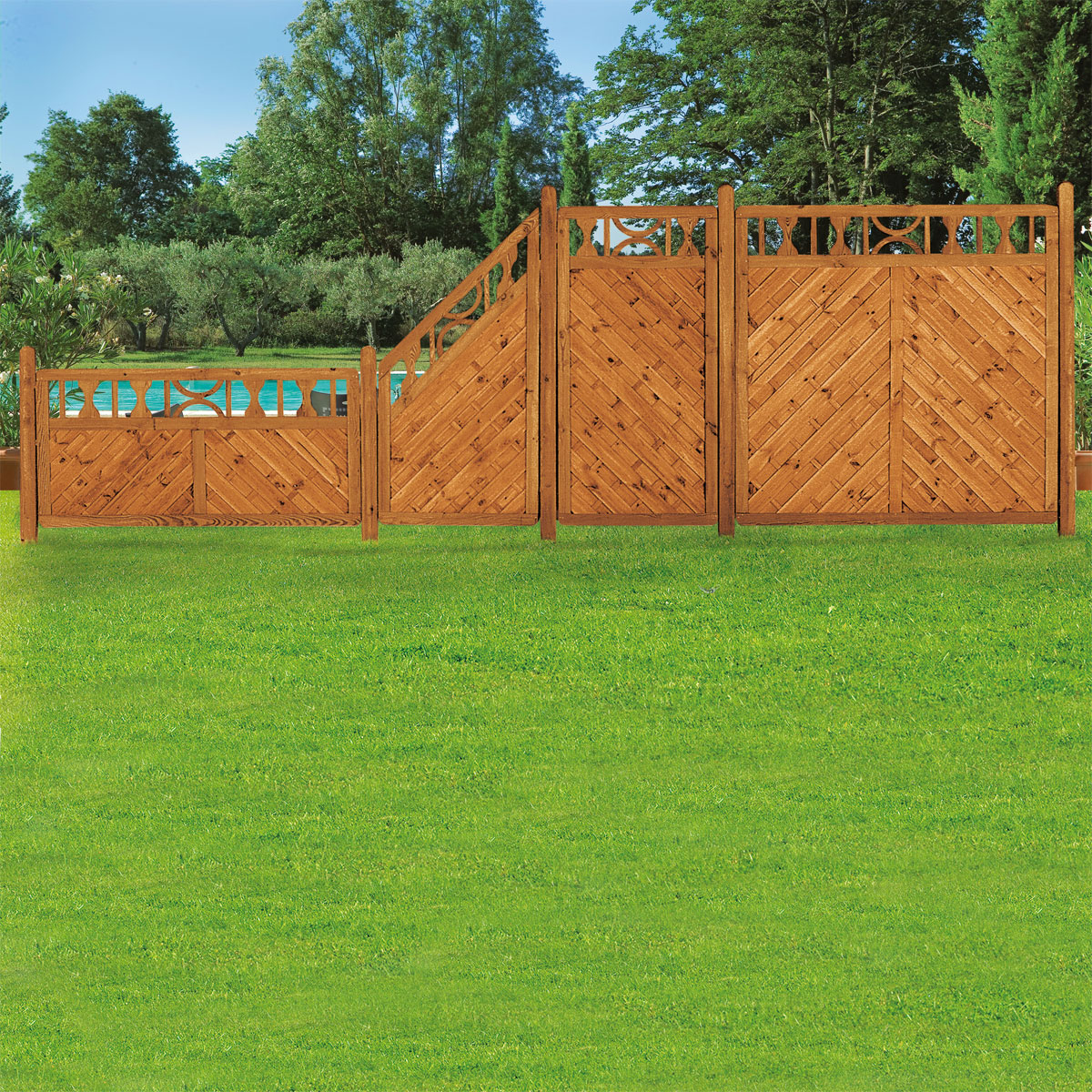 Zaunteil Ornament geölt 180 x 180 cm Bild 5