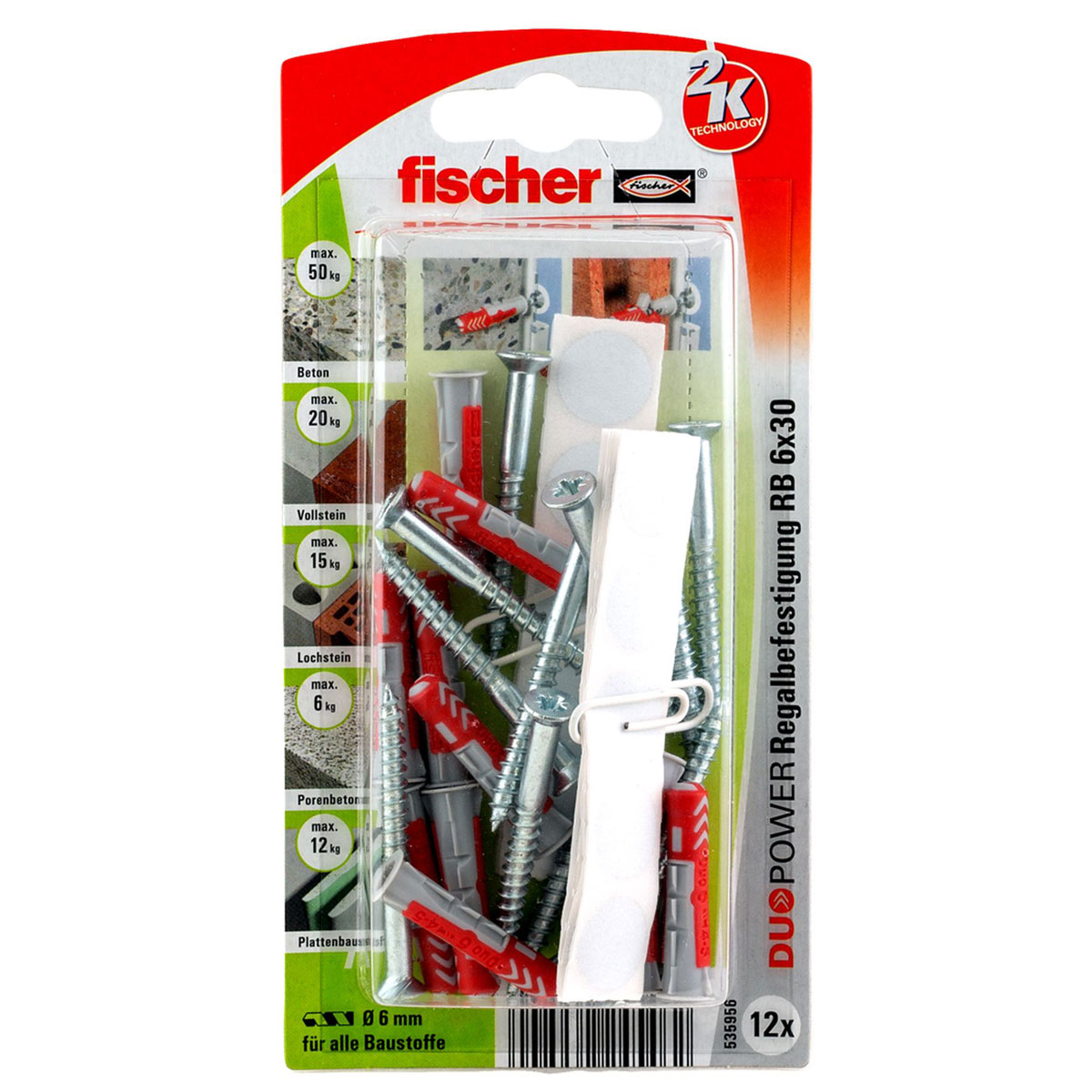 Fischer  Dübel Duopower 6 x 30 mm RB K 12 Stück