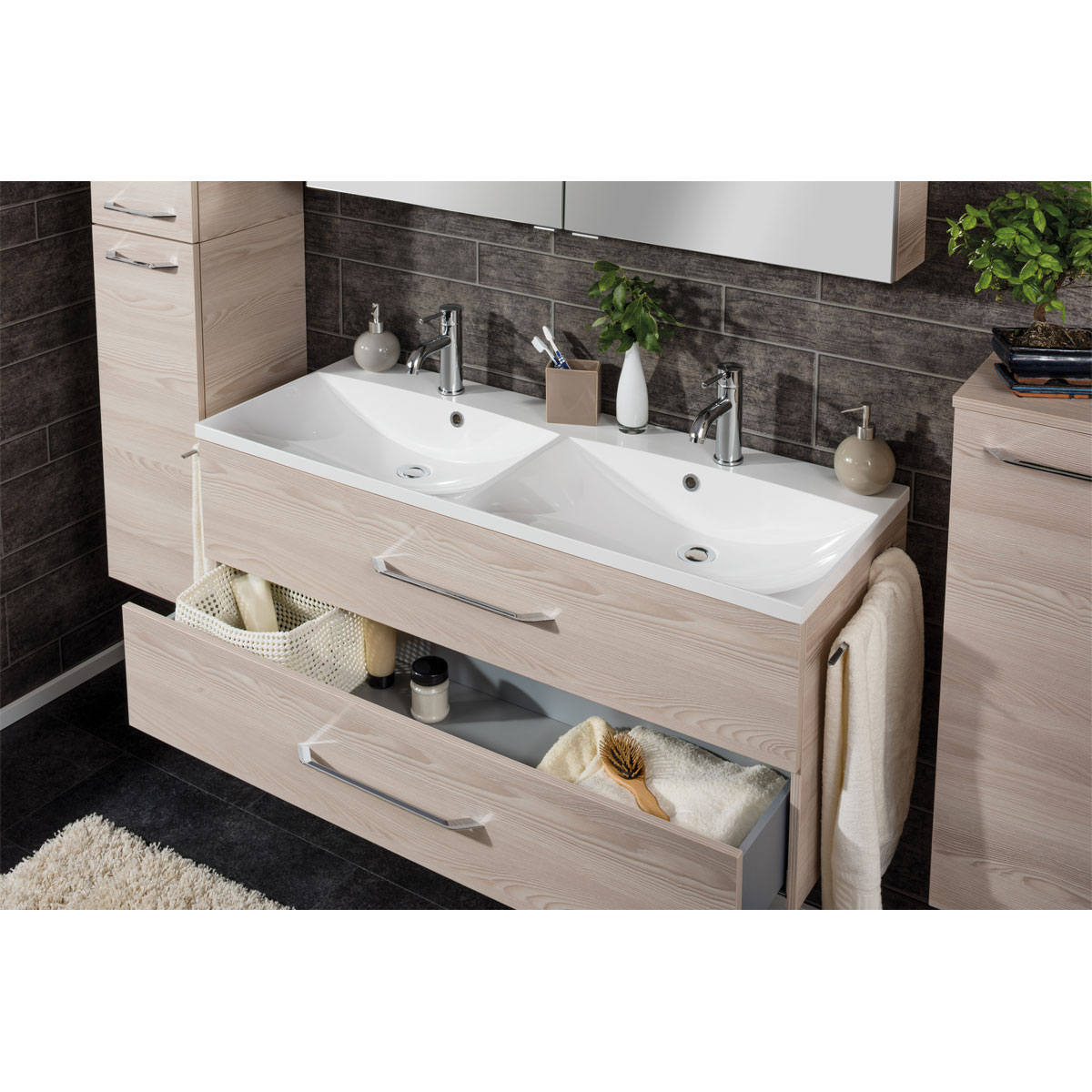 Fackelmann Midischrank B.clever 30,5 x 81 x 32 cm Alaska-Esche Bild 7