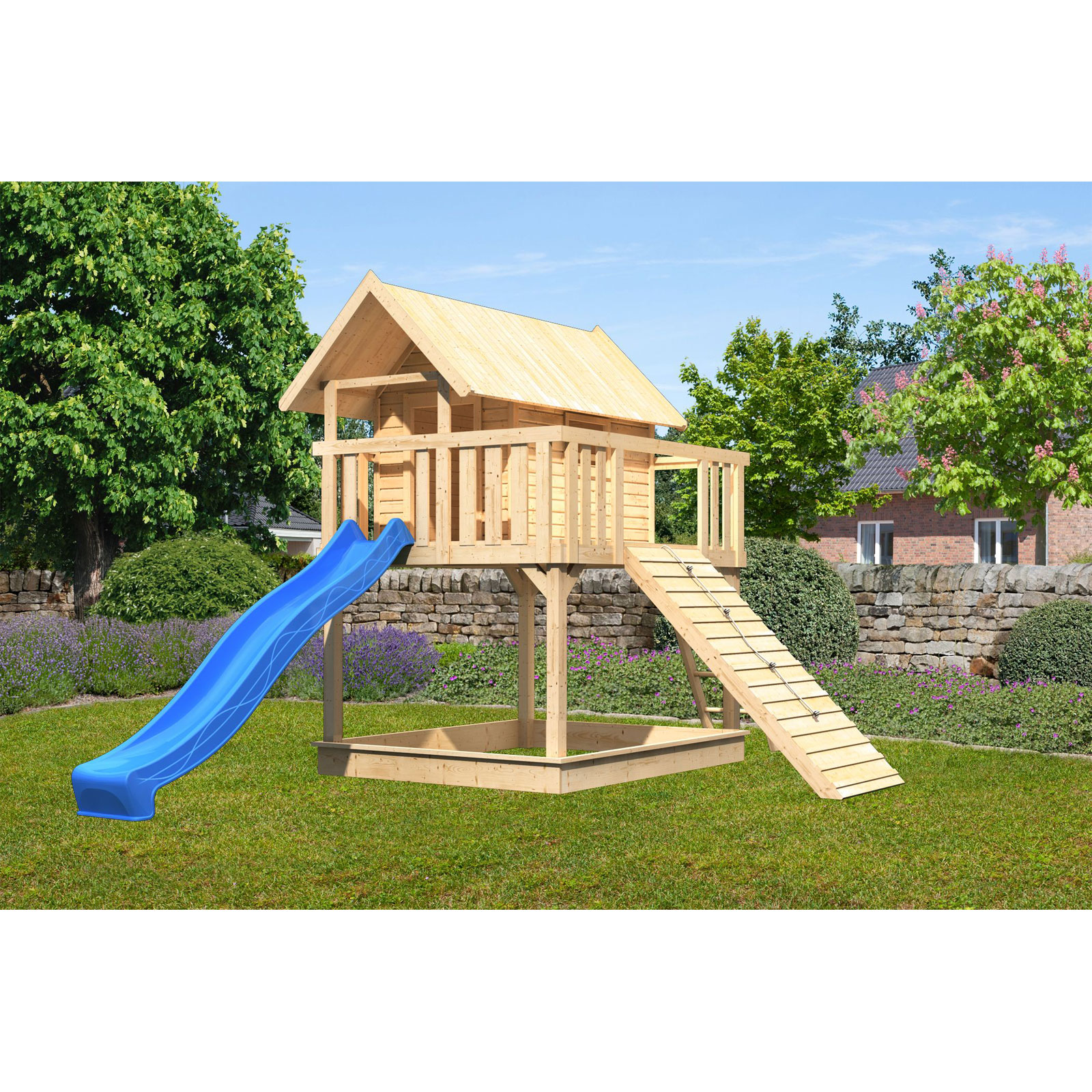 Karibu Fidel inklusive . Rampe naturbelassen Rutsche blau