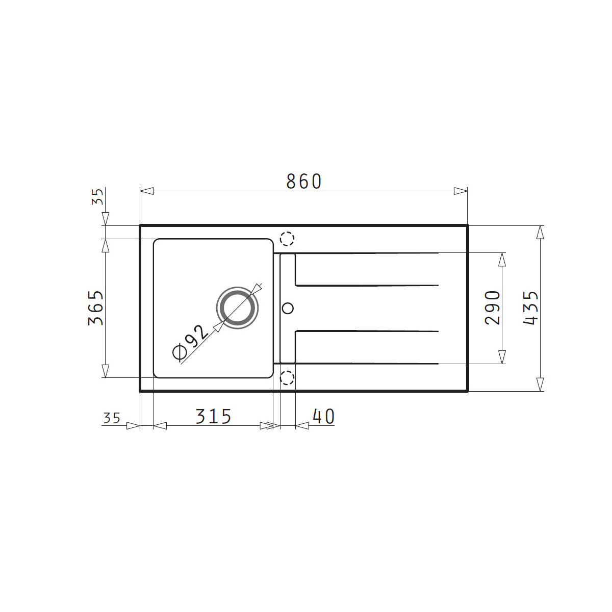 Pyramis  Einbauspuele ATHLOS 86 x 43,5 cm 1B 1D Granit Beige Bild 2