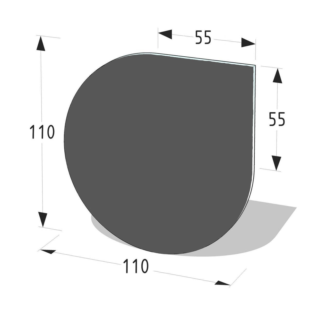 Metallbodenplatte 110x110 cm1,5 mm Tropfenform, schwarz lackiert