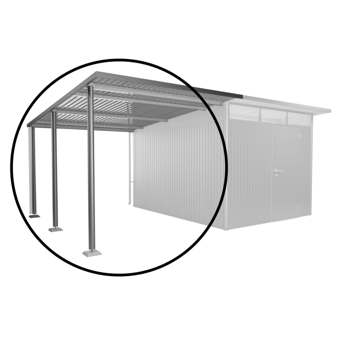 Biohort Seitendach A4/A8 Gr. L 243 x 340 x 218 cm quarzgrau-metallic