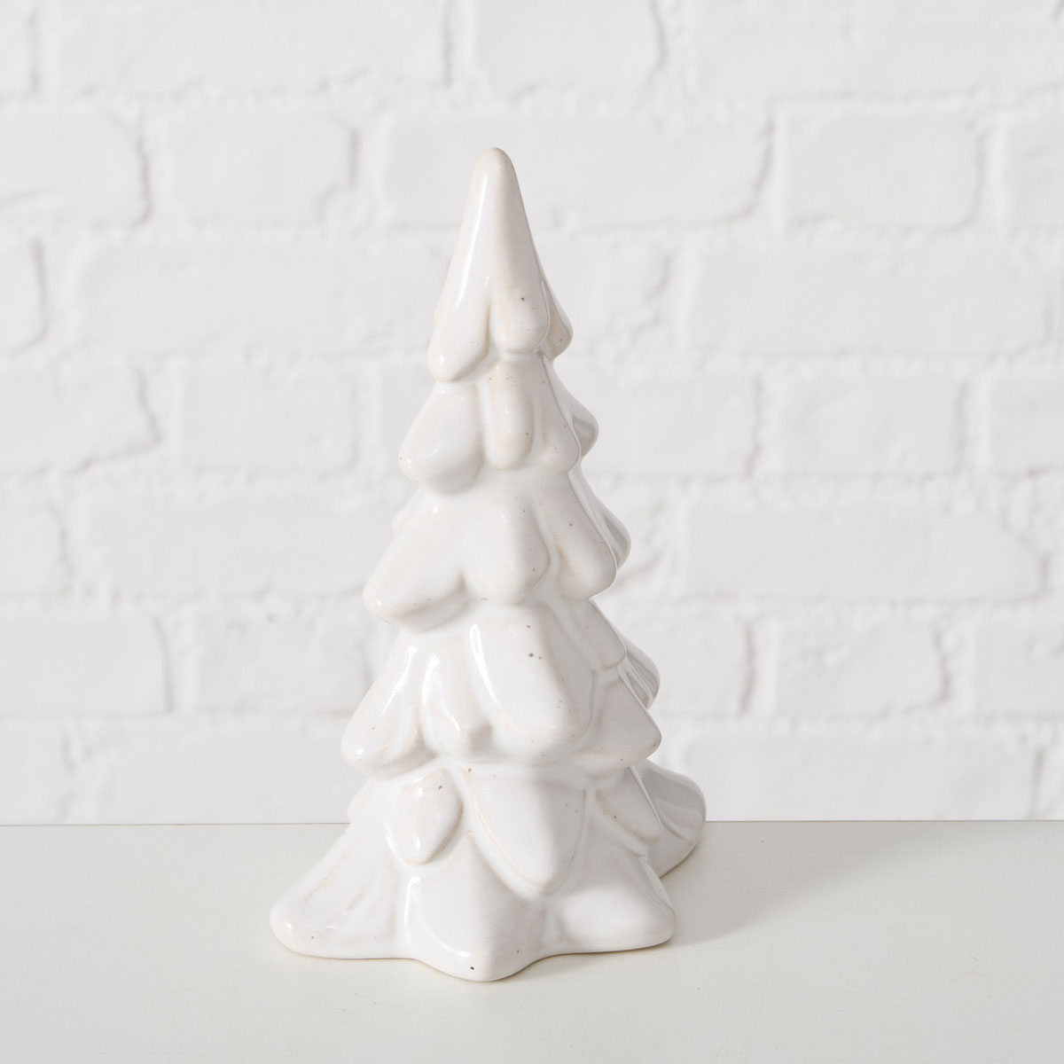 Dekoaufsteller Cristo Weihnachtsbaum 10 x 7 x 14,5 cm cremeweiss Keramik