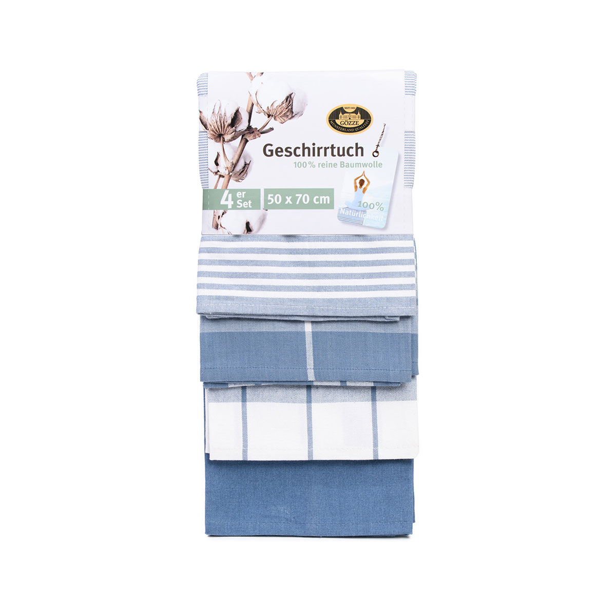 Gözze Geschirrtücher 100% Baumwolle 4er Pack 50x70cm blau