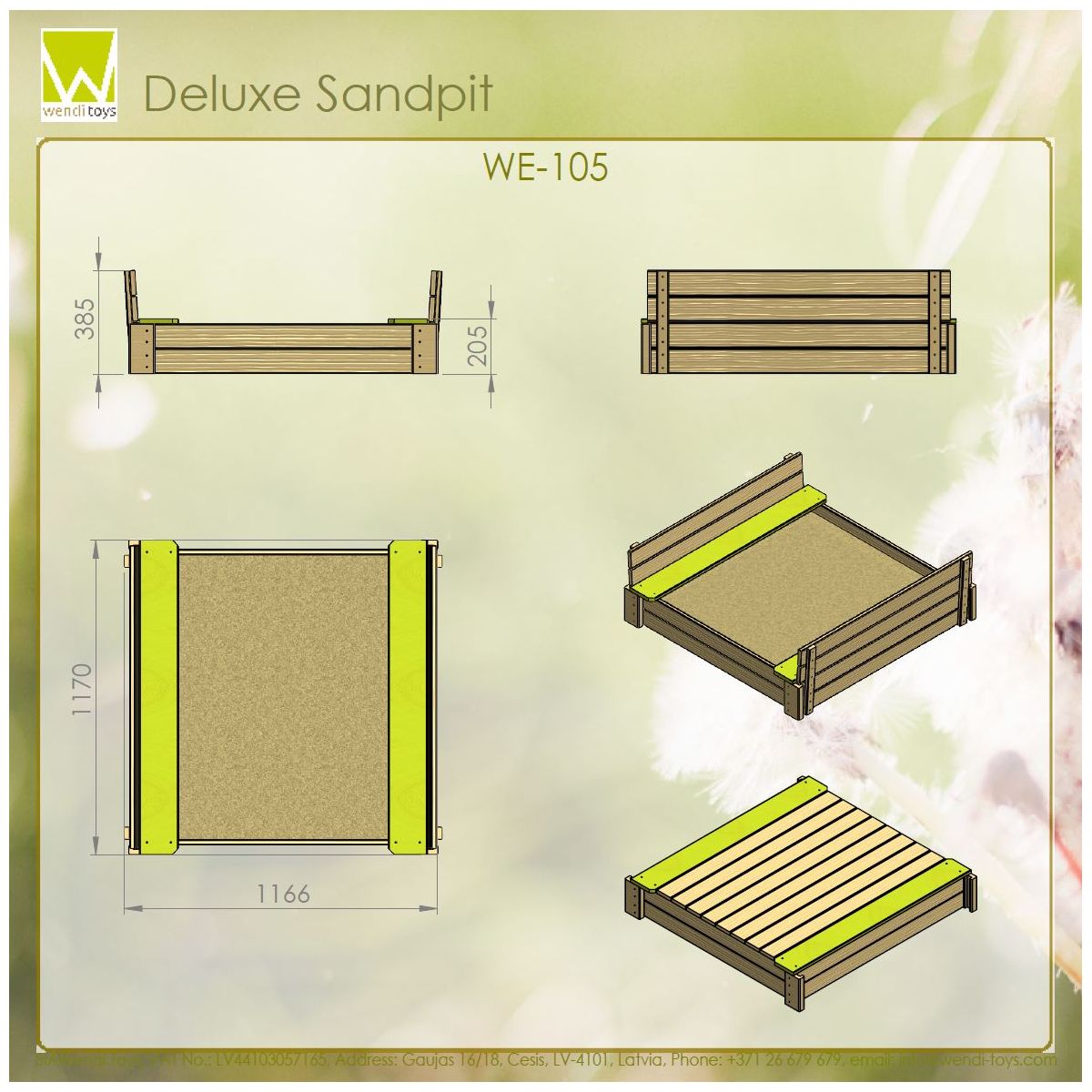 Wendi Toys Sandkasten Maus inkl. Deckel 116,6x117x38,5 cm Bild 7