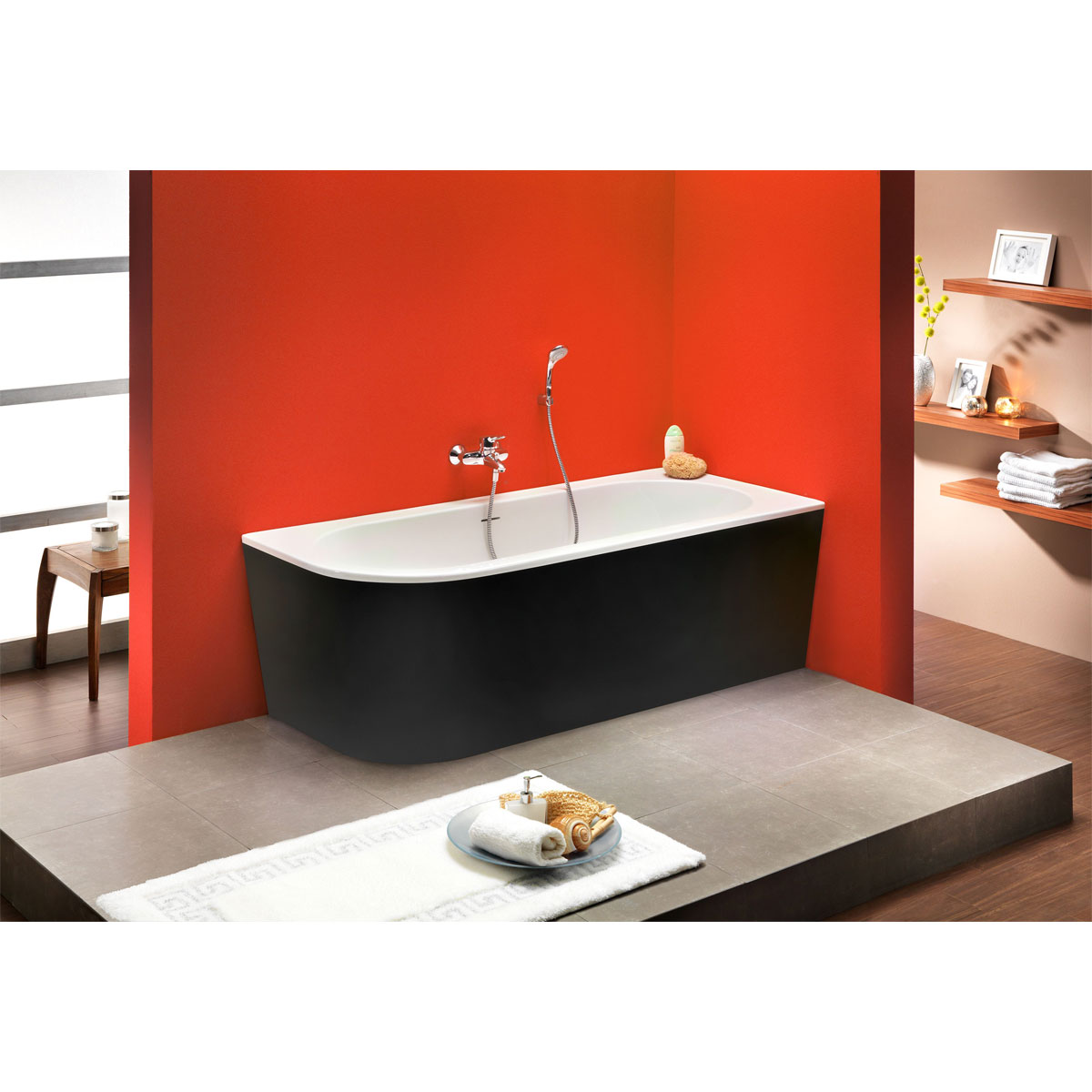 Ottofond Badewanne Modena Corner 178 x 78 cm schwarz/weiß Ausführung Modell B Bild 2