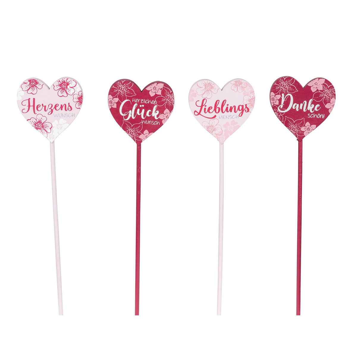 Holzstecker Herz 6 x 24 cm rosa-pink