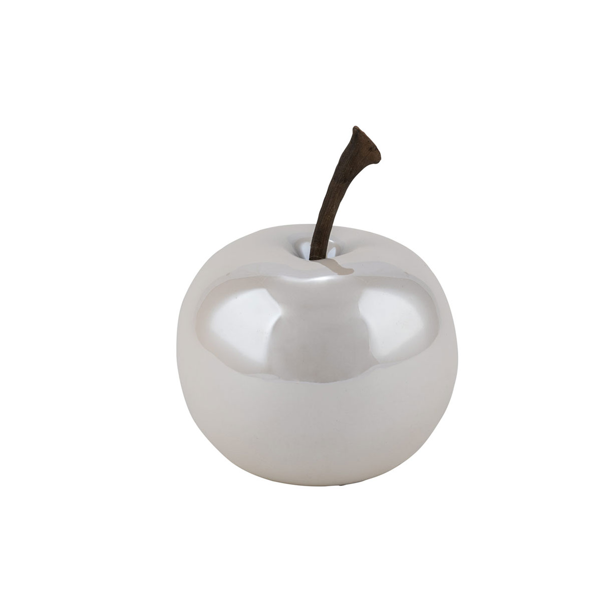 Keramik-Apfel Durchmesser 8 x 6,5 cm perlmutt-weiß