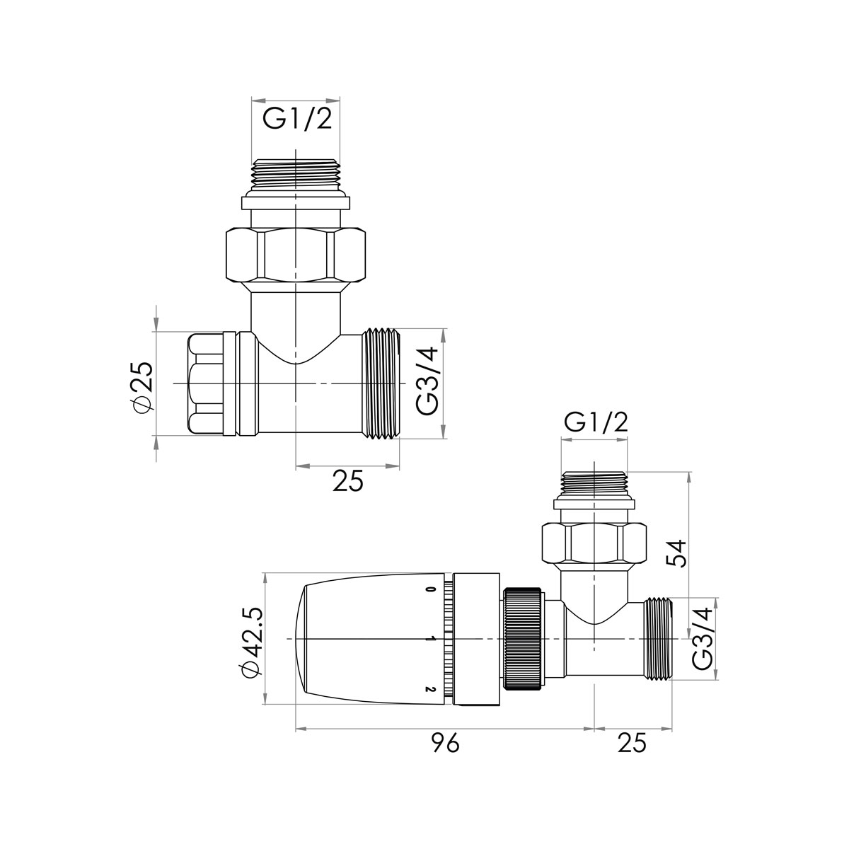 Schulte ExpressPlus Thermostat-Set Eck verchromt Bild 2