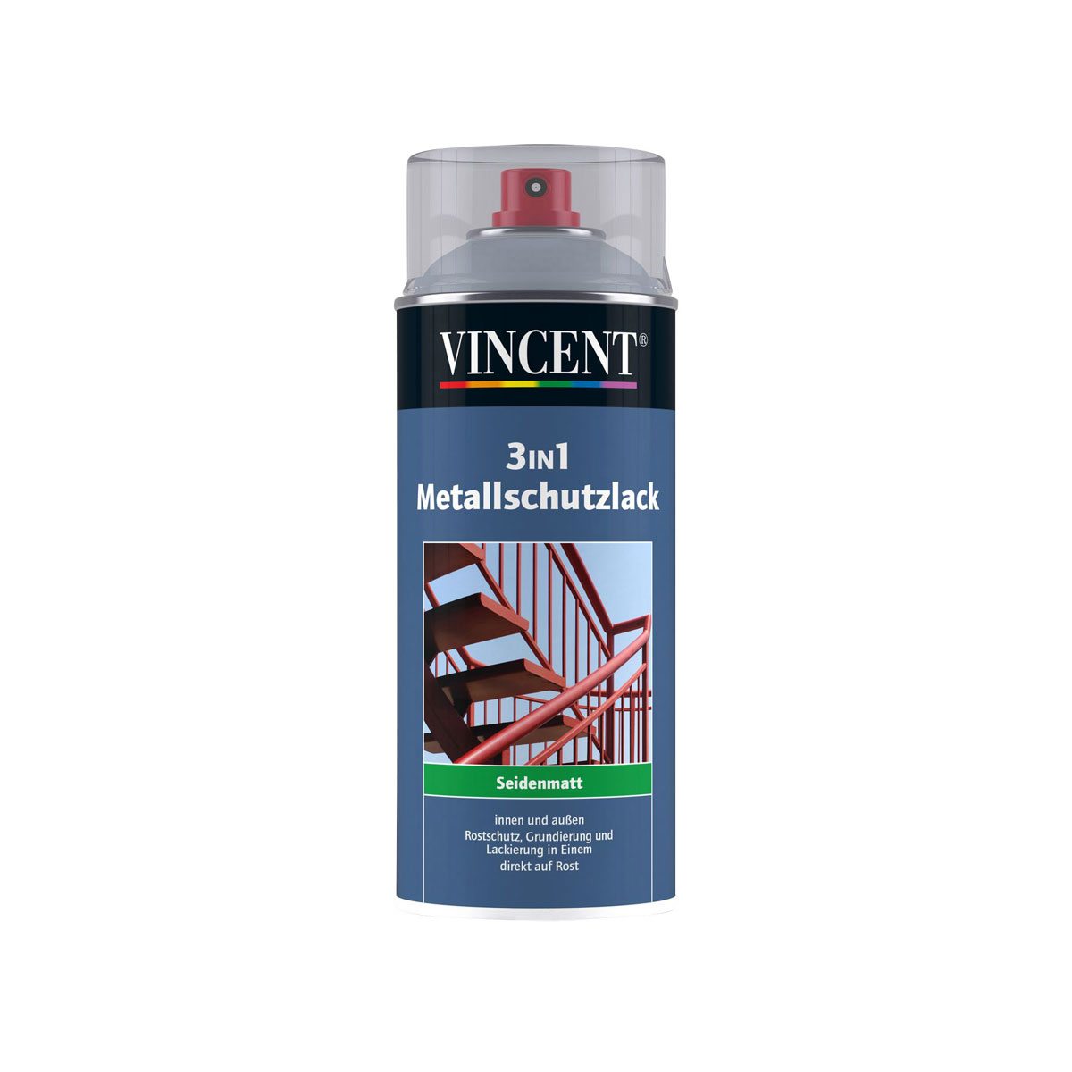 Vincent 3in1 Metallschutzsprühlack silber seidenmatt 400 ml