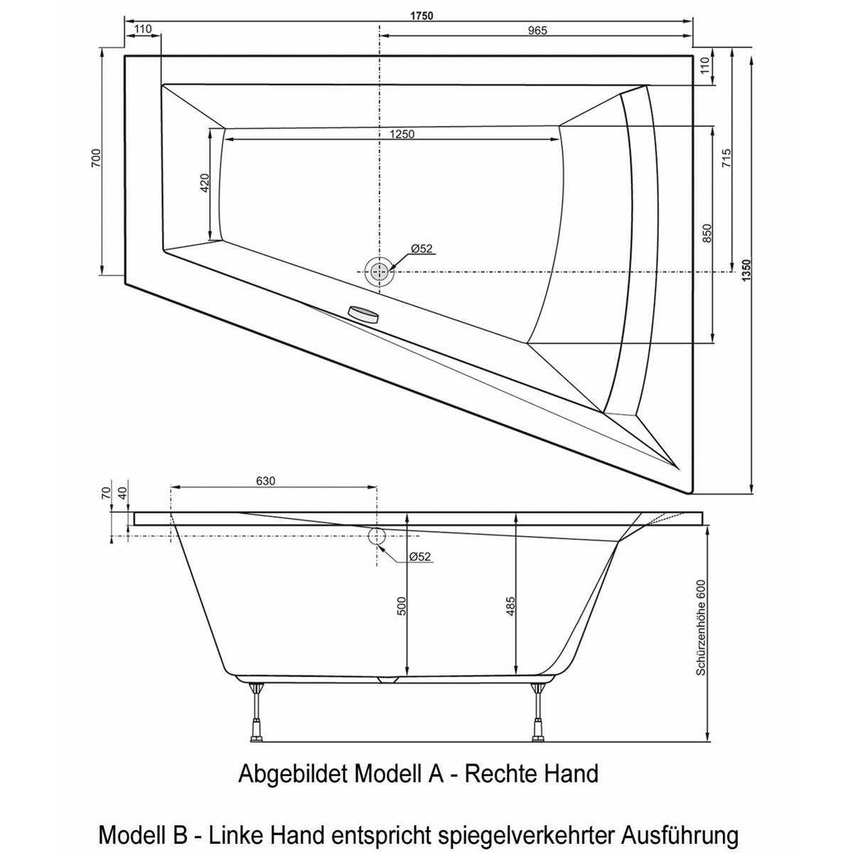 Ottofond Whirlpool-Komplettset Galia II Mod A 175 x 135 cm inkl Farblichtwechsler Bild 2