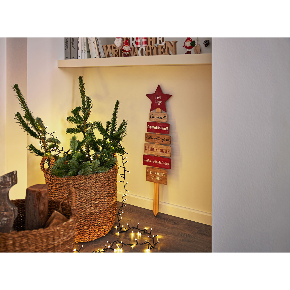 Deko Holzschild Baum mit Schriften natur-rot 80 cm Bild 2