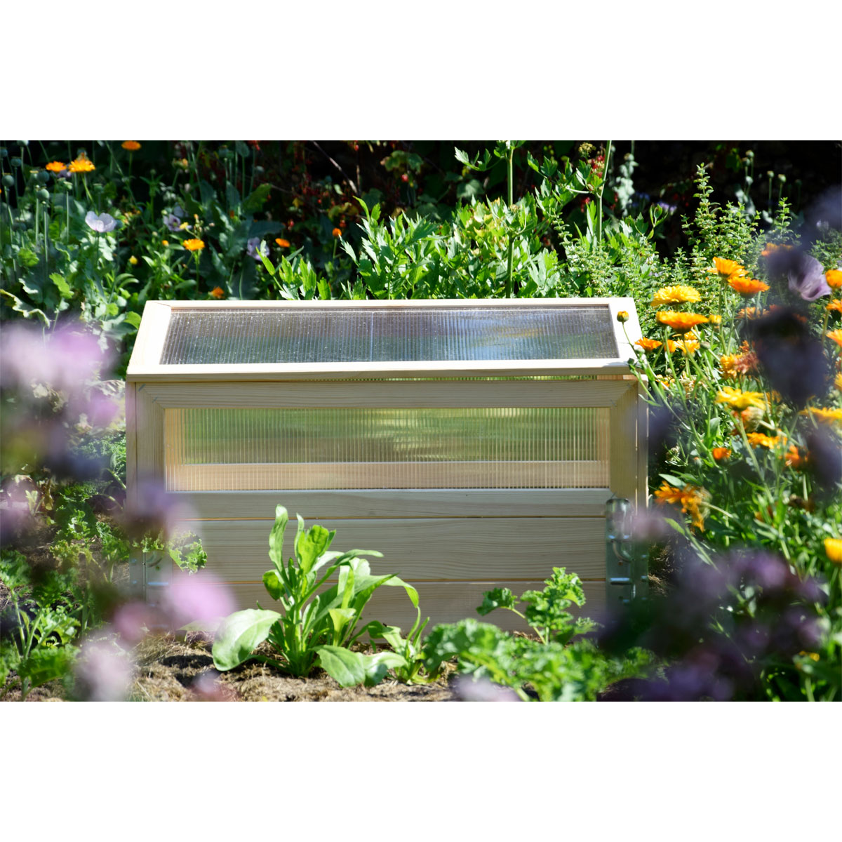 dobar Frühbeet mit Pflanzkasten beige 76 x 40 x 50 cm Bild 2