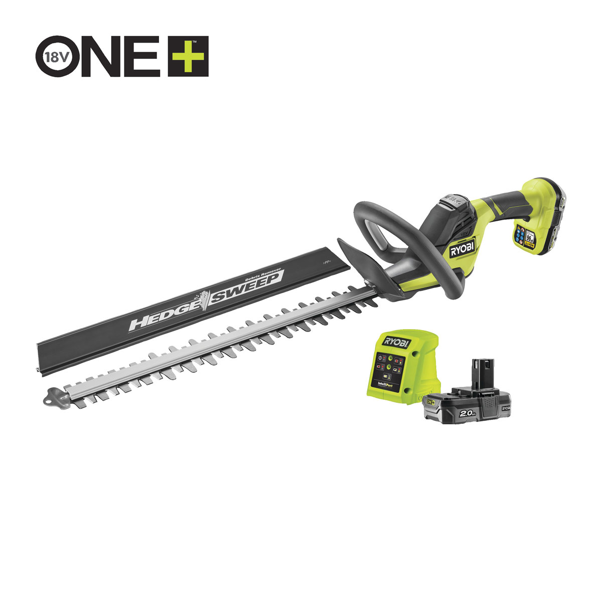 Ryobi Akku-Heckenschere RY18HT50A-120  50 cm inkl 2,0 Ah Akku u Ladegerät