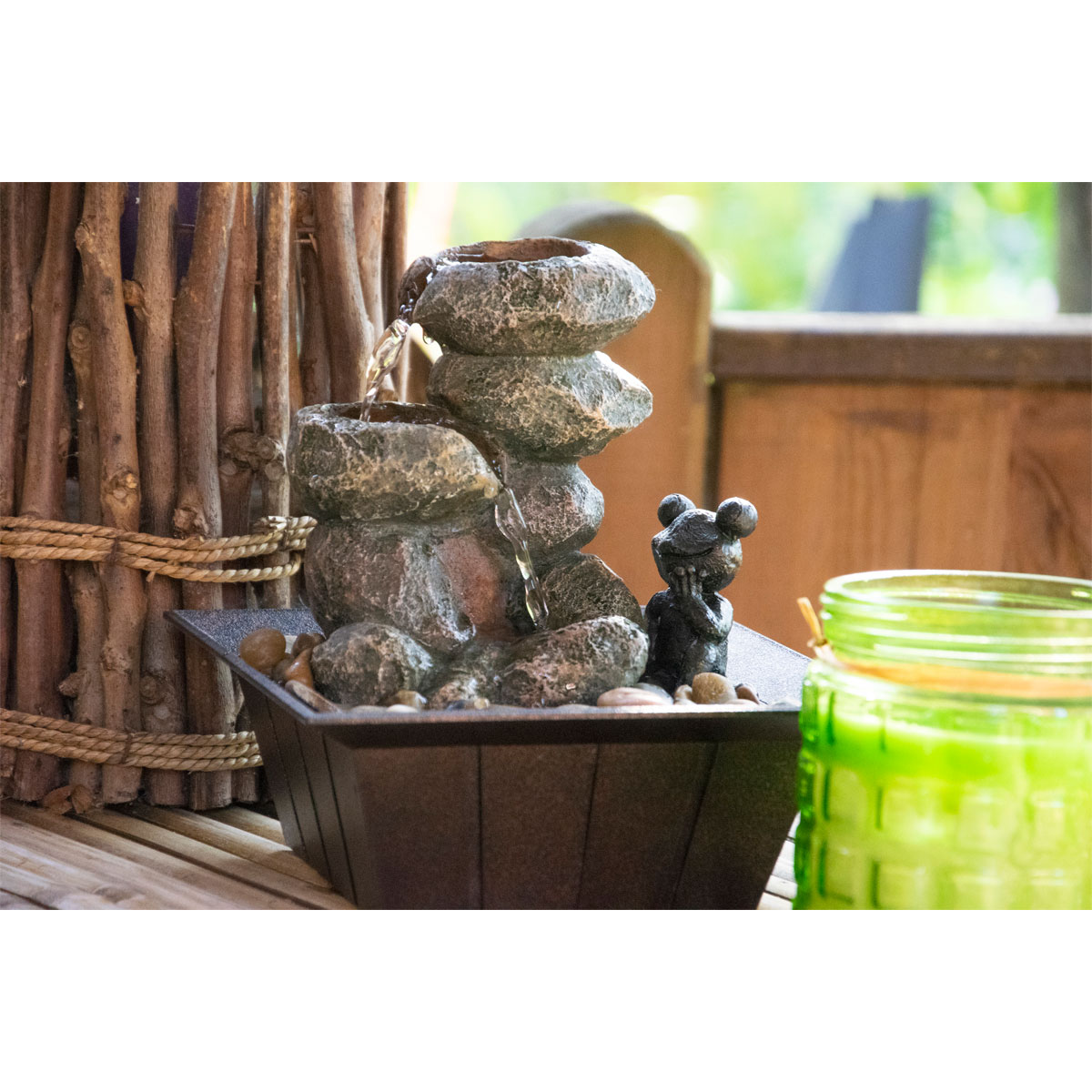 dobar Zimmerbrunnen mit Frosch 20 x 21,5 x 20 cm grau-schwarz Bild 7