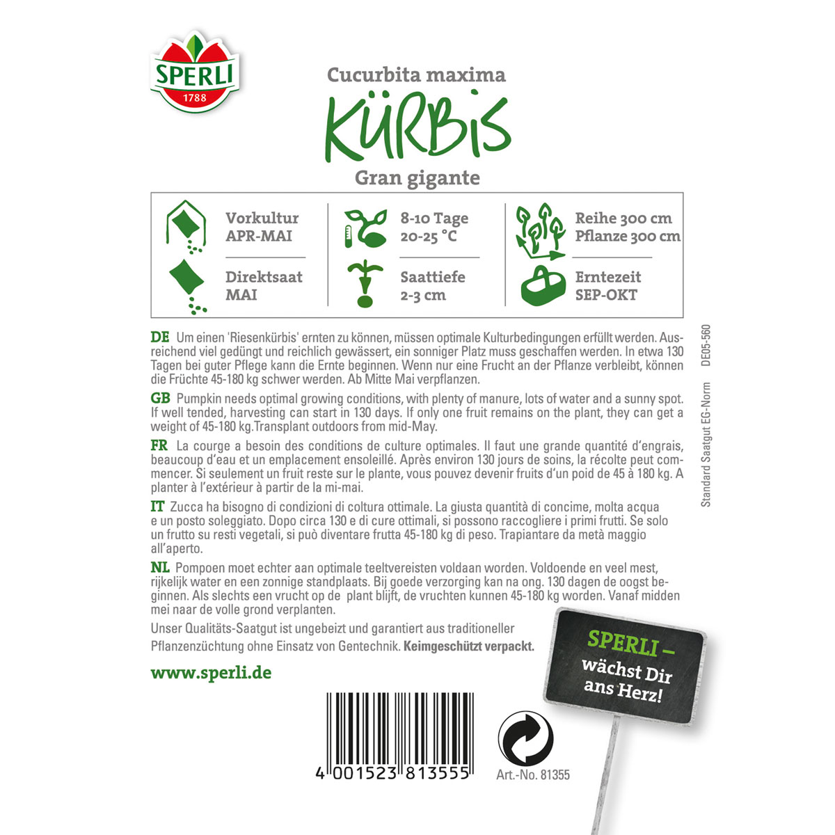 Sperli Riesenkürbis Gran gigante Bild 2