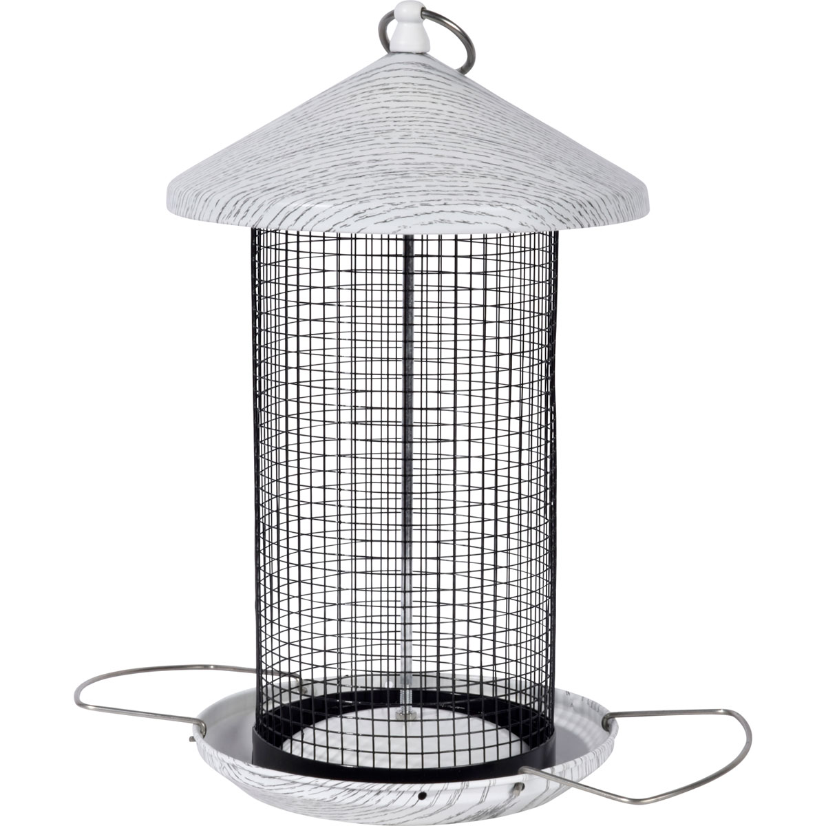 dobar Metall-Futterspender Smooth für Erdnüsse und Kerne 19 x 19 x 31,5 cm Weiß/Schwarz