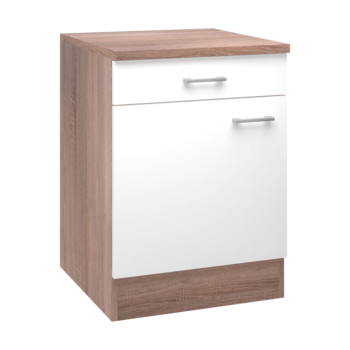 Flex-Well Küchenunterschrank „Samoa“, 60x85x60 cm, weiß/Sonoma Eiche Bild 1