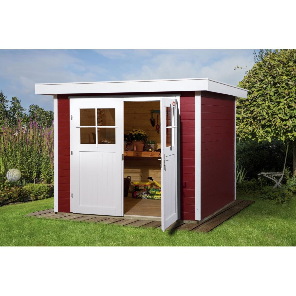 Weka Blockbohlenhaus 227 Größe 2 21 mm rot