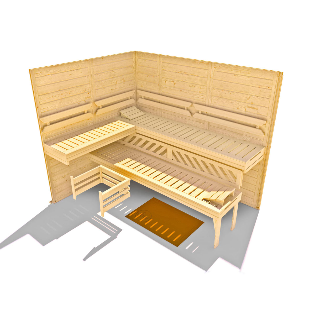 Weka  Premium Massivholz-Elementsauna Kemi Eck Größe 2 Sparset 7,5 kW Bio S Bild 5