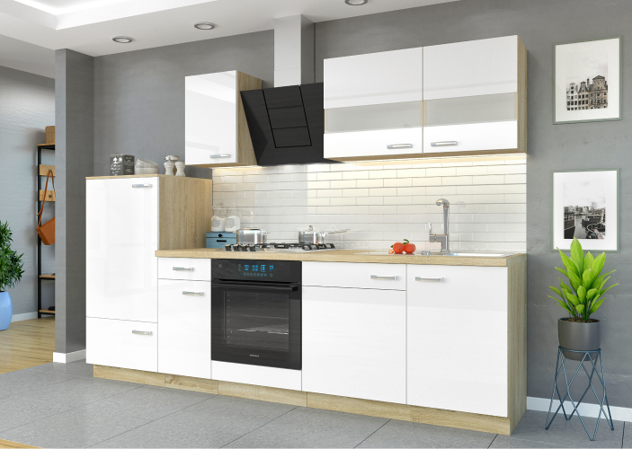 Moderne helle Küche mit passendem Zubehör