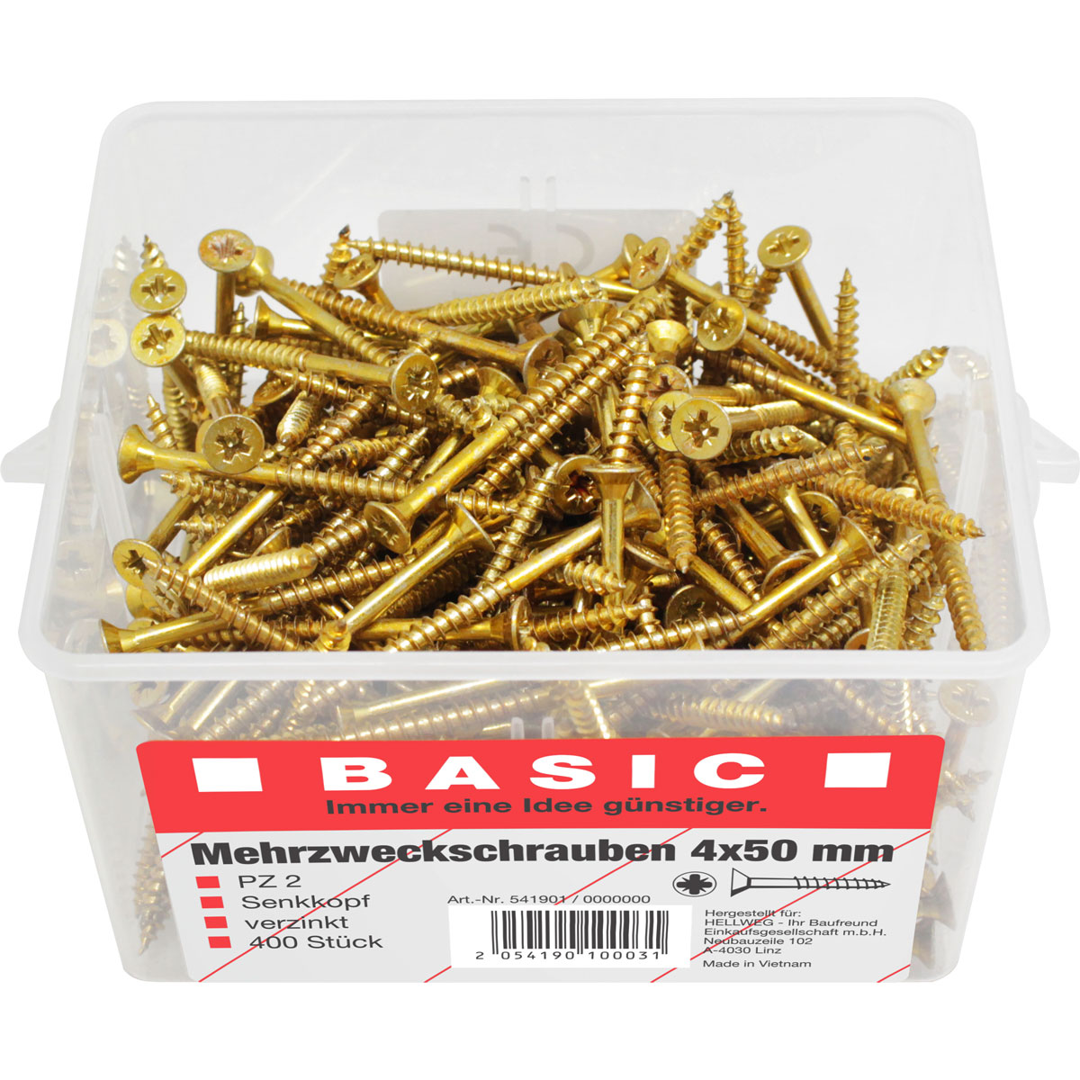 Basic Mehrzweckschraube 4,0 x 50 mm 400 Stück im Eimer Bild 3