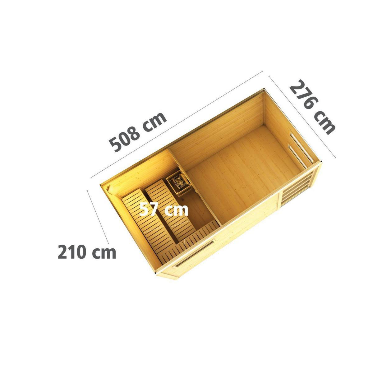 Karibu Saunahaus Hygge 38 mm ohne Ofen Klarglas-Tür Bild 8