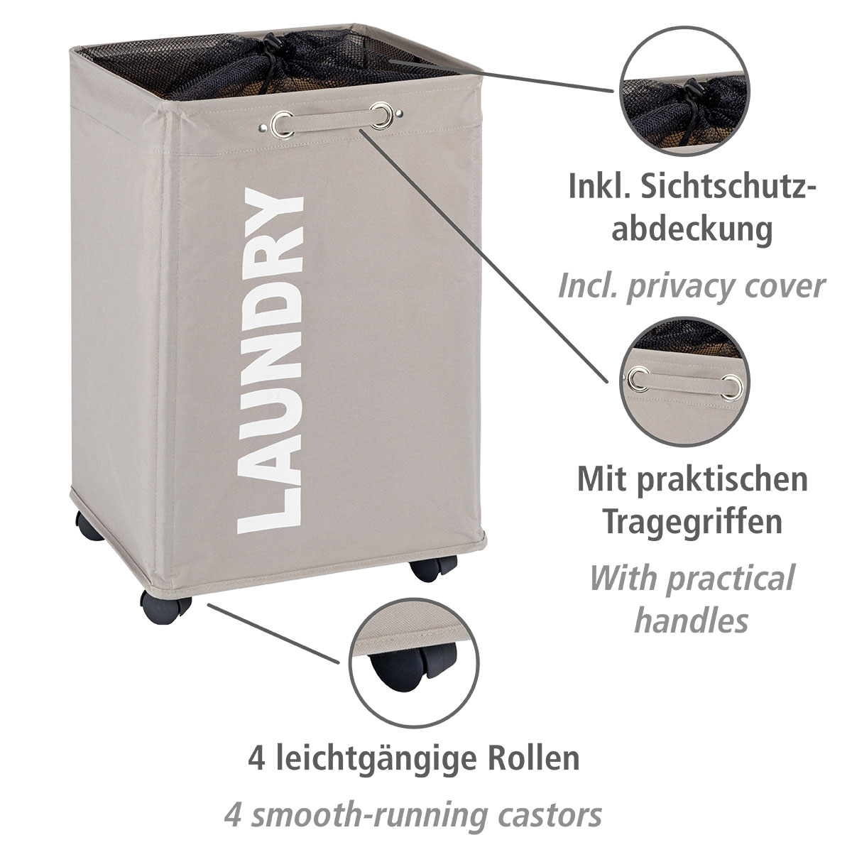 Wenko  Wäschesammler Quadro Taupe Wäschekorb 79 l Bild 2